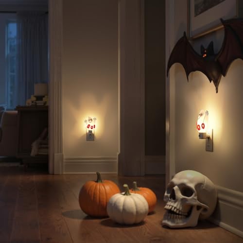Halloween Ghost Night Light Plug-in Wall Light - Warm White, 2 Pack