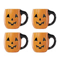 Halloween Pumpkin Mug Set - 4 Porcelain Figural Mugs, 20oz, Spooky Halloween Decor