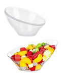 Clear Plastic Angled Serving Bowls - 20oz, 12 Pack for Party & Daily Use