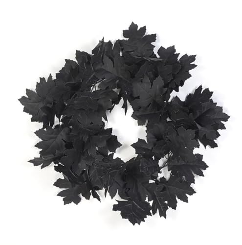 2 Pack Black Maple Leaf Garland Vines - Halloween & Autumn Decor, 11.4Ft