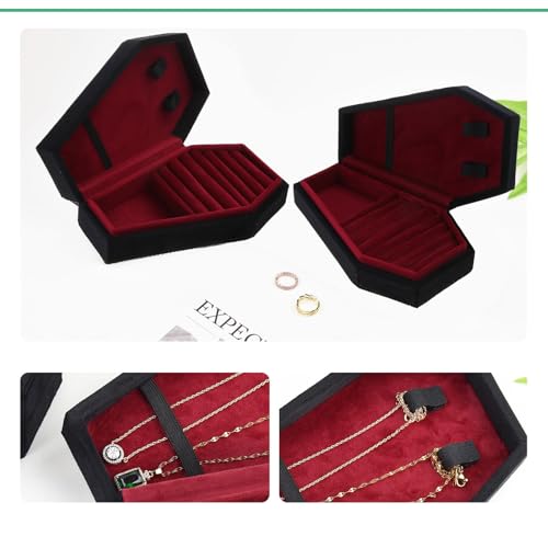Halloween Theme Velvet Jewelry Storage Box Coffin Necklace Earring Organizer