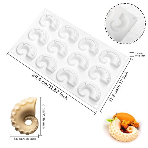 Octopus Tentacles Silicone Mold 12 Cavities for Cake Cookies Chocolate Resin Craft