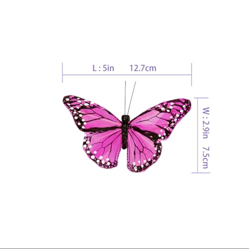Feather Butterfly Decorations Set of 12 - Handmade Wire Monarch Garden Ornaments