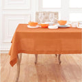 Pumpkin Linen Tablecloth 60x108 inch - Classic Hemstitch, Handcrafted