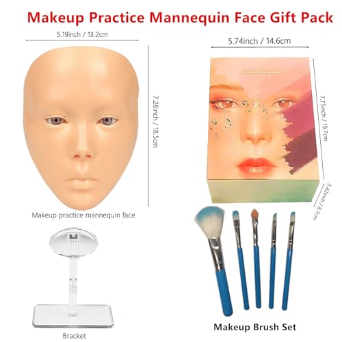 Makeup Practice Face Mannequin Silicone Full Face - Reusable for Artists, C01