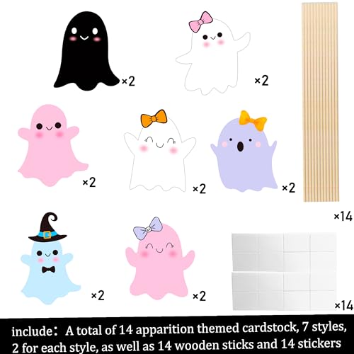 Halloween Ghost Centerpiece Sticks - 14 Pack Spooky Table Decorations for Parties