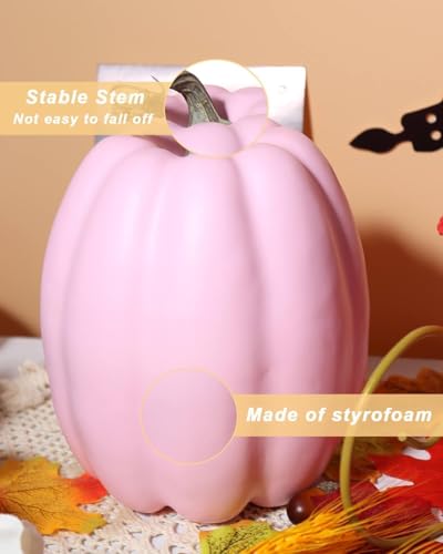 Pink Plastic Pumpkins Set of 12 - Assorted Fall Decor, Rustic & Reusable