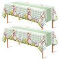 Easter Decorations Tablecloth 2 Pack - Green and Yellow Plastic Cover for Indoor Outdoor Celebrations