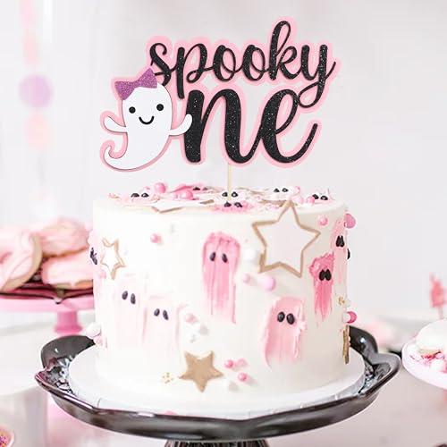 Spooky 1st Birthday Cake Topper Halloween Party Decoration Glitter