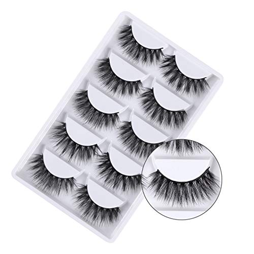 3D Faux Mink False Eyelashes - Handmade Dramatic Thick & Fluffy Long Fake Lashes 5 Pairs