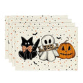 Artoid Mode Beige Cat Ghost Halloween Placemats Set of 4 - 12 x 18 Inch Rectangular
