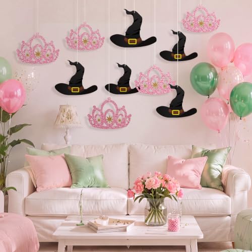 15 Pcs Witch Party Decorations - Hanging Witch Hat & Crown Banner - Halloween Indoor Decor