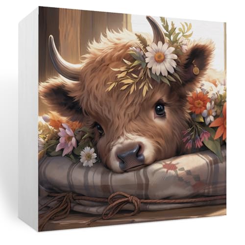 Highland Cow Wooden Sign - Western Rustic Nursery & Home Decor - Cow11