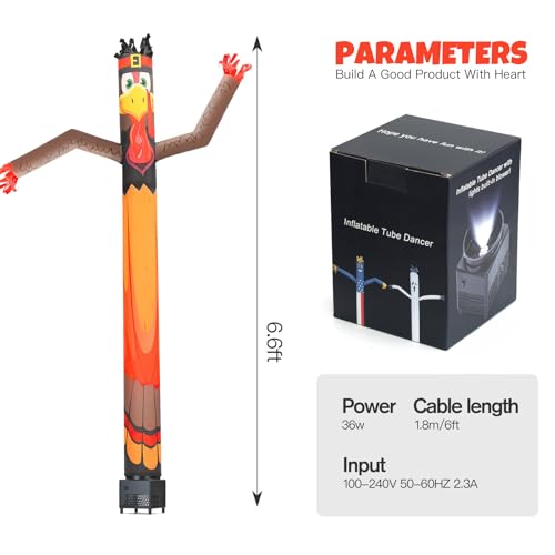 6ft Pumpkin Turkey Inflatable Tube Dancing Man with Blower - Thanksgiving Day Decoration