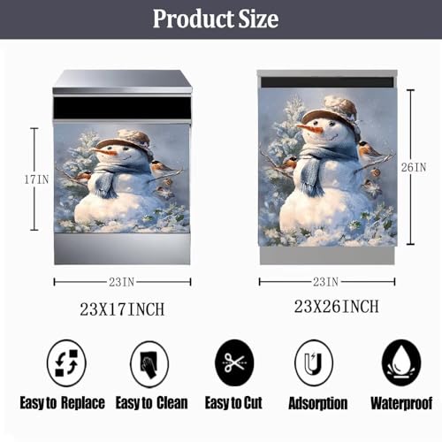 Christmas Snowman Magnetic Dishwasher Cover 23x26 Inches - Kitchen Decor