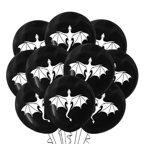 Black Malayan Products Dragon Balloons - Latex Flying Wyvern Party Decor, 12 Inch, 12 Count
