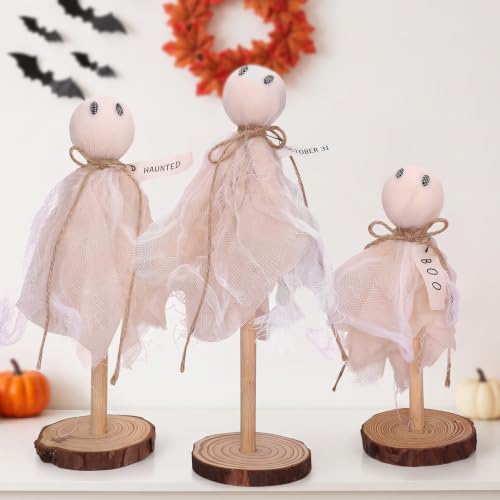Halloween Ghost Table Centerpiece Decorations Set - Primitive Wooden Halloween Decor