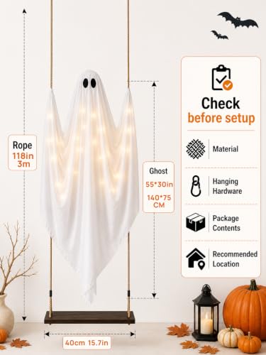 HOMELEX Halloween Hanging Ghost Decoration - Seasonal Spooky Home Decor - Write