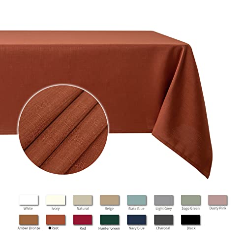 Maxmill Rectangular Water-Resistant Tablecloth 60x104 Inch Rust - Spillproof & Wrinkle-Free