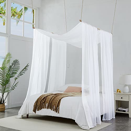 White Sheer Window Scarf - 55W x 900L Extra Long Voile Curtain, Pack of 1
