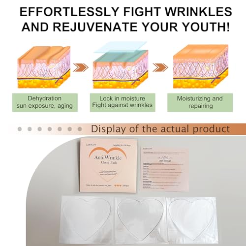 LABOLOW Chest Wrinkle Pads - 3-Pack Reusable Ant-Wrinkle Silicone Patches for Skin Firming,Silicone Patches Smoothing & Hydration & Skin Tightening Overnight Chest Pads (Lasts Up to 3 Months) s1