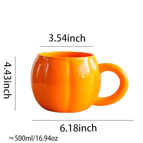 17oz Pumpkin Mug Large Ceramic Coffee Cup with Handle - Fall Halloween Decor & Gift - Pumpkin Mug Variation