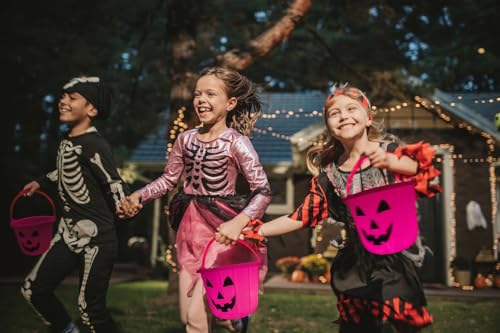 Pink Light Up Halloween Pumpkin Bucket - Candy & Trick-or-Treat Basket