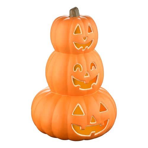 Halloween 3-Tier Light-Up Jack-O’-Lantern Pumpkin Decoration - Indoor/Outdoor Fall Decor