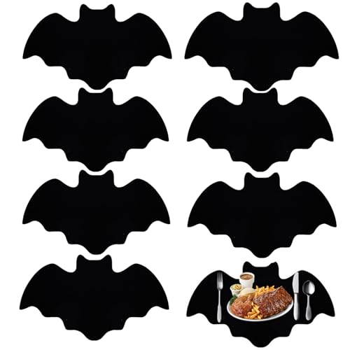 Halloween Bat Placemats Set - Non-Slip Felt Table Decor for Parties