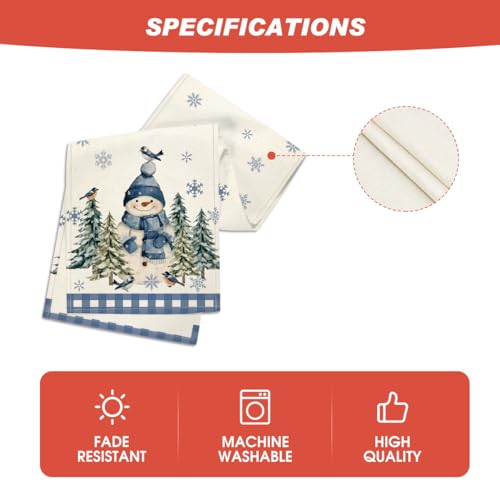Blue Snowman Winter Table Runner 13x36 Inch Home Decor - Artoid Mode