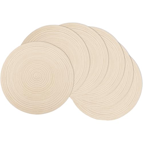 Round Braided Placemats Set of 6 - Durable Table Decor for Indoor & Outdoor