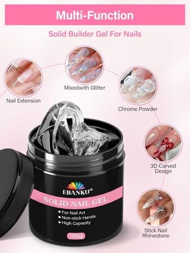 Solid Nail Glue Gel 100g for Press-On Nails Rhinestones & 3D Art