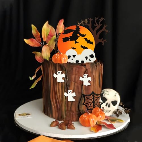 Halloween Cake Toppers Set - Moon Ghost Pumpkin Skull Web Decorations - Style 01