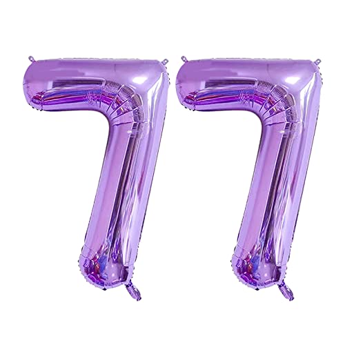 40 Inch Purple Number Balloon Set for 77th Birthday Party & Celebration