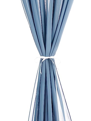Dusty Blue Chiffon Table Runner Set - 5 Pieces 27x120 Inches for Wedding & Event Decor