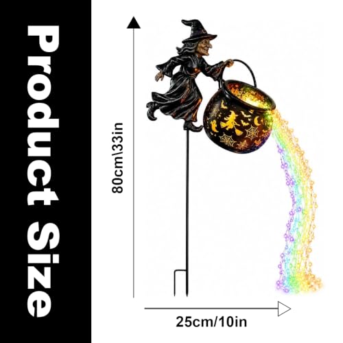 Outdoor Witch Cauldron Halloween Garden Light with Cascading Rainbow LEDs
