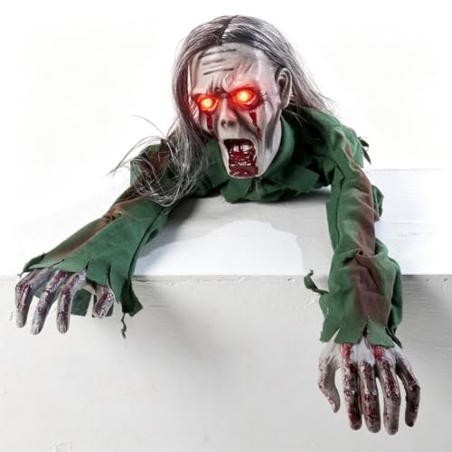 Halloween Creepy Crawling Ghost Yard Decoration with Glowing Eyes and Sound - 43 Inch