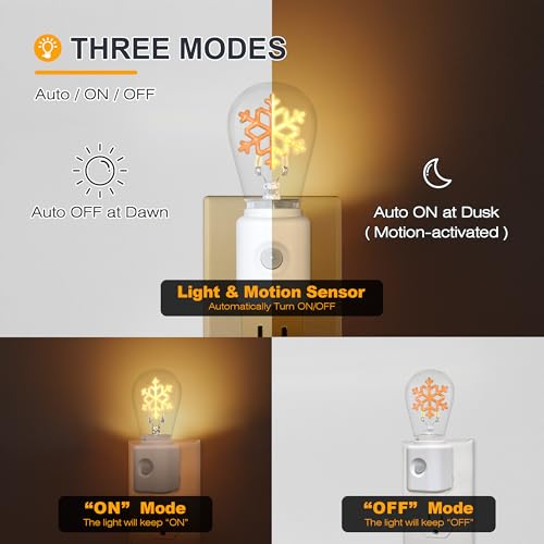 LED Night Light Plug in Motion Sensor Nightlight Snow Variation - 1 Pack