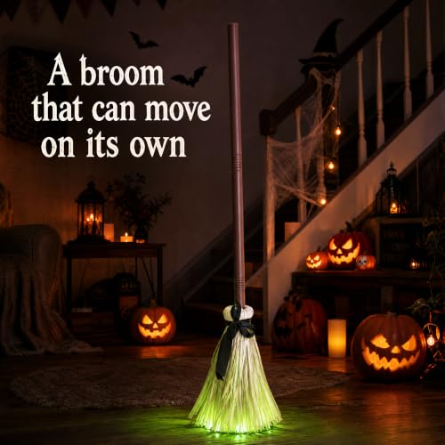 Floating Animated Witch Broom Halloween Decor - 36 Inches