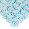 Artificial Light Blue Rose Flower Heads - 100pcs Foam Fake Roses for DIY Wedding & Party Decor