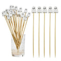 White Ghost Bamboo Cocktail Picks - 100 Pcs Halloween Party Appetizers