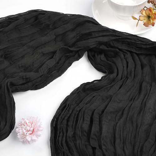 Black Cheesecloth Table Runner 10Ft - 4 Pack 23 x 120 Inches - Elegant Decor