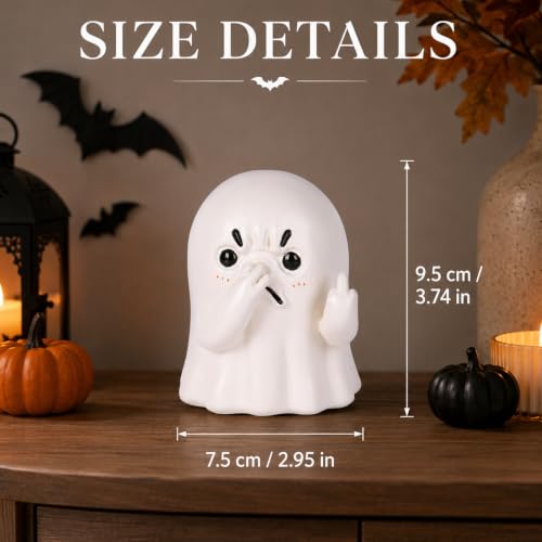 Holding Nose Ghost Figurine - Beige Quirky Halloween Decor for Shelf & Bathroom