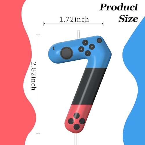 Game Controller Number 7 Birthday Candle - Red & Blue Cake Topper - Variation of THIS listing
