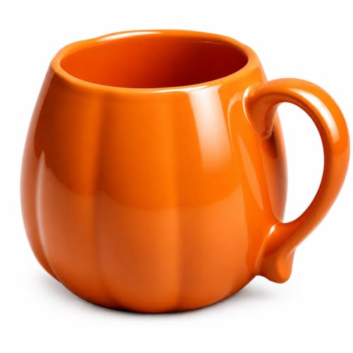 14 oz Pumpkin-Shaped Ceramic Coffee Mug for Fall Halloween Thanksgiving - Halloween Party Decor