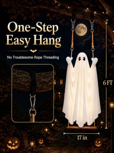 Halloween Swinging Ghost Outdoor Decor with Light and Remote Control