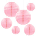 Pink Round Paper Lanterns Set of 6 - Decorative Hanging Party Lights for Wedding Baby Shower Halloween Birthday
