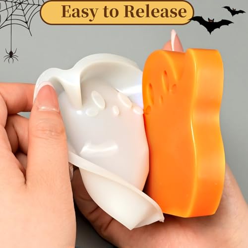 6 PCS Ghost Candle Molds Halloween Silicone Mold Set - Ghost Shapes for Candle Making & Crafts