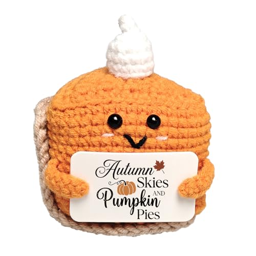 Autumn Skies Handmade Crochet Pumpkin Pie Plush Decor for Fall & Thanksgiving