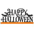 Halloween Wood Sign with Bat Cutouts - Spooky Holiday Decor